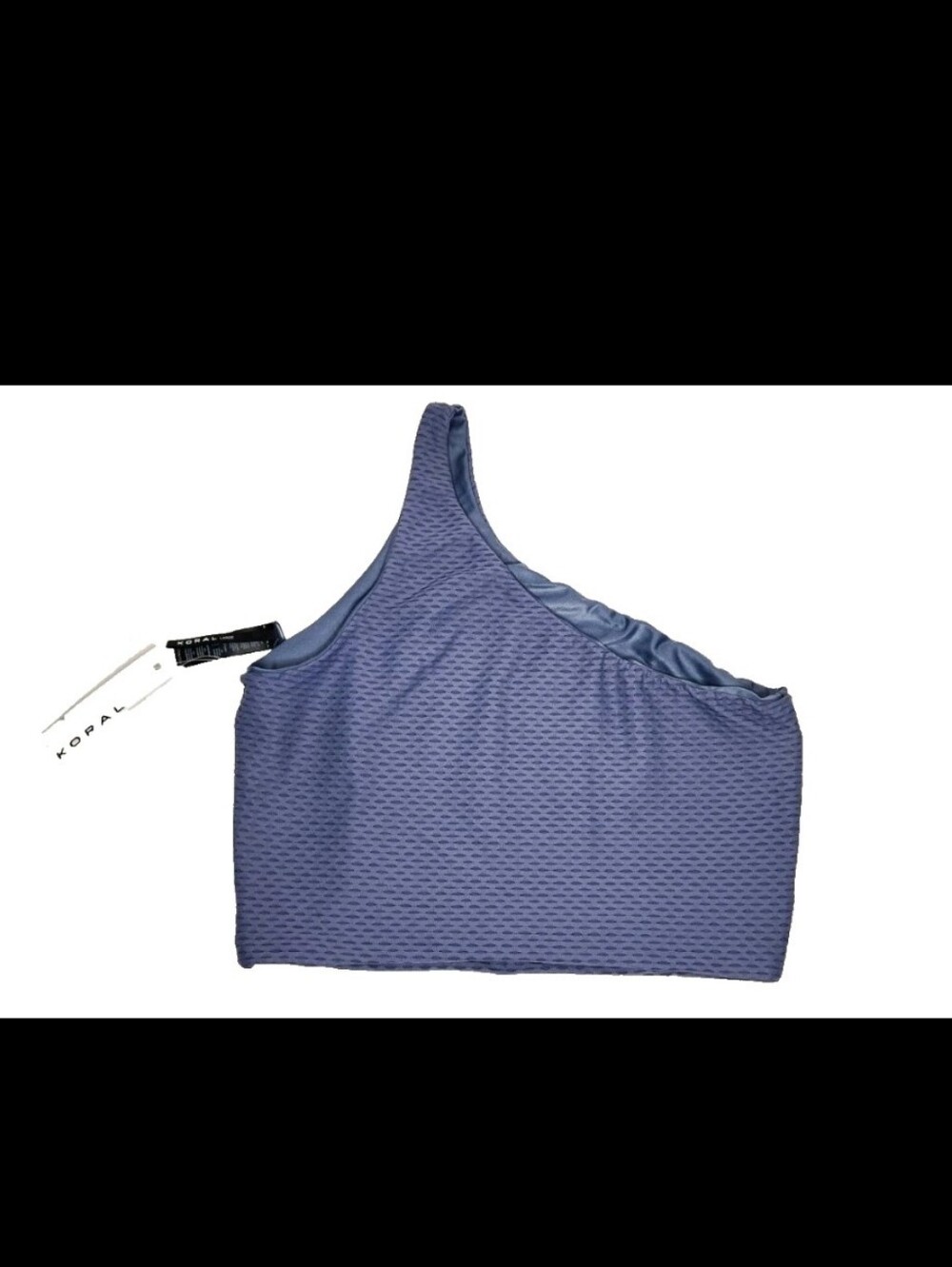 KORAL Blue Crop Top Textured One Shoulder Size L NWT $88